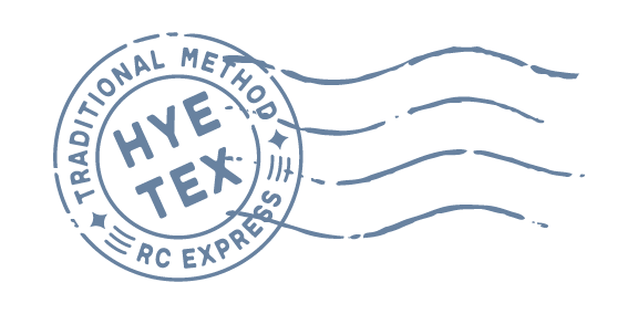 Hye, Texas postal cancellation stamp — traditional method, R.C. Express